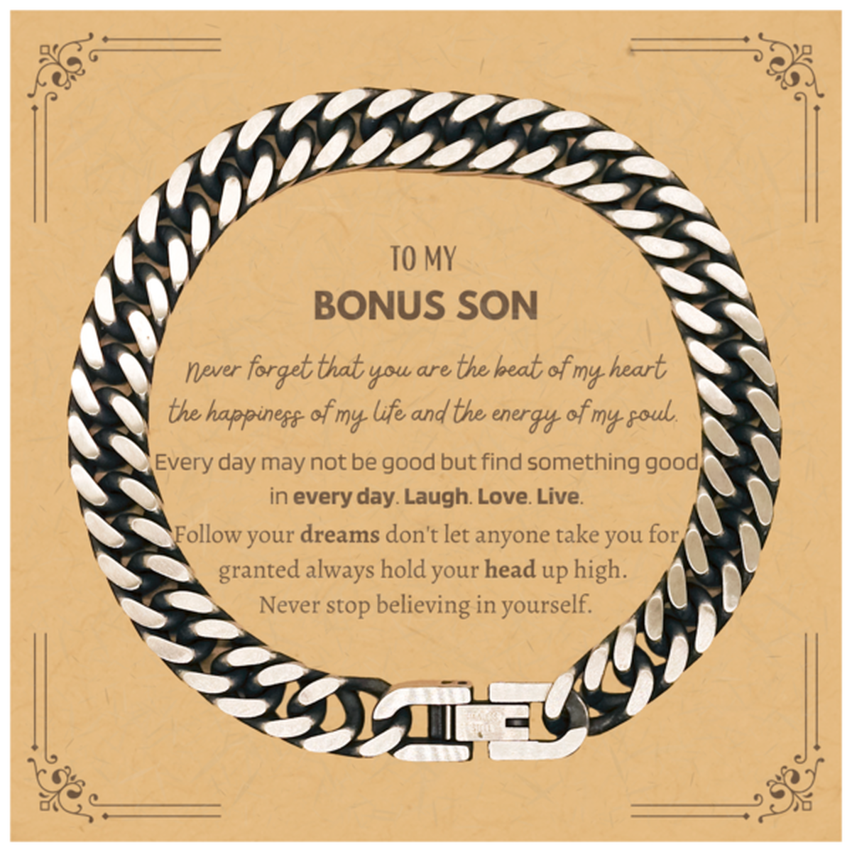 Bonus Son Cuban Link Chain Bracelet - Never Forget You Are the Beat of My Heart | Christmas Gift