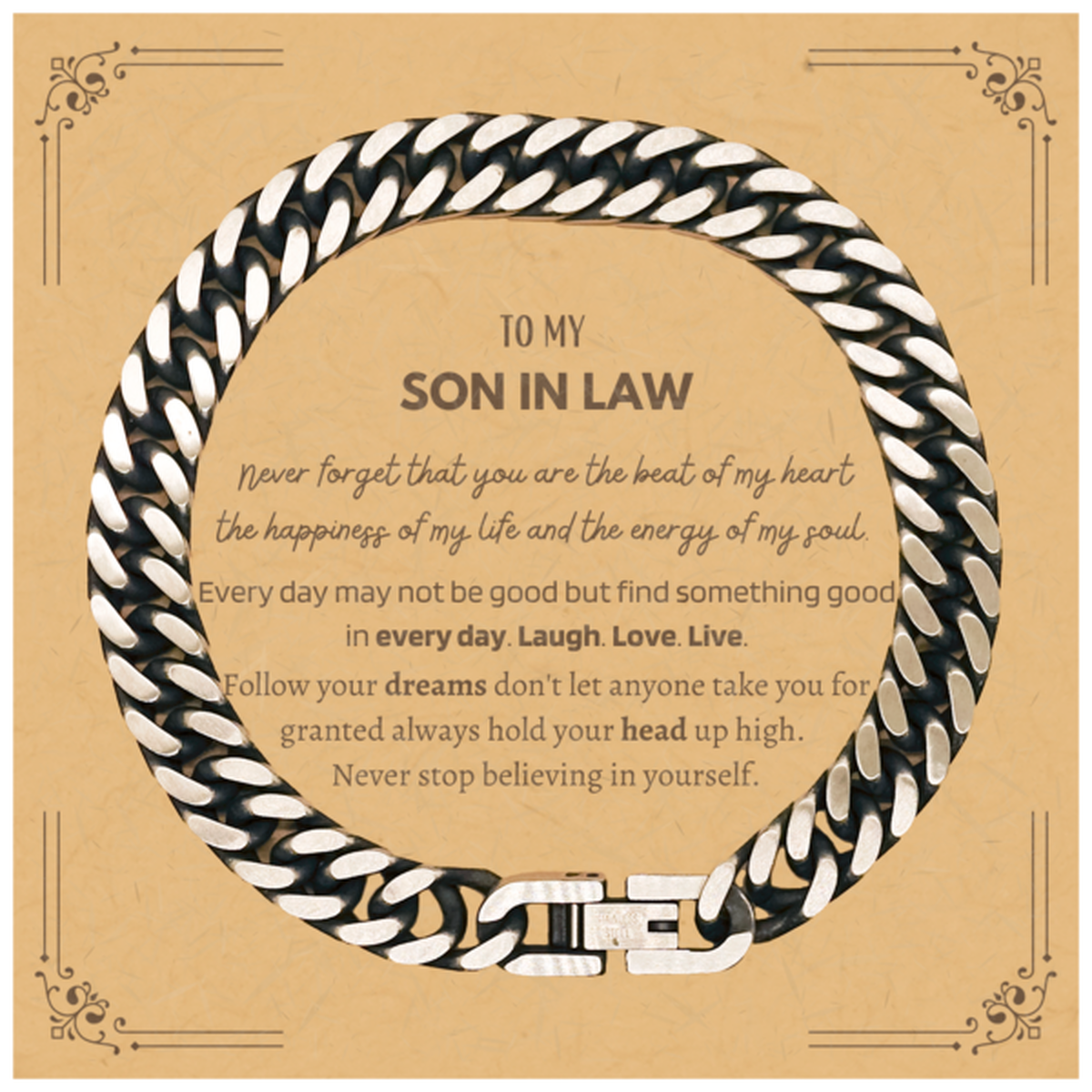 Son In Law Cuban Link Chain Bracelet - Heartfelt Message | Christmas Gift