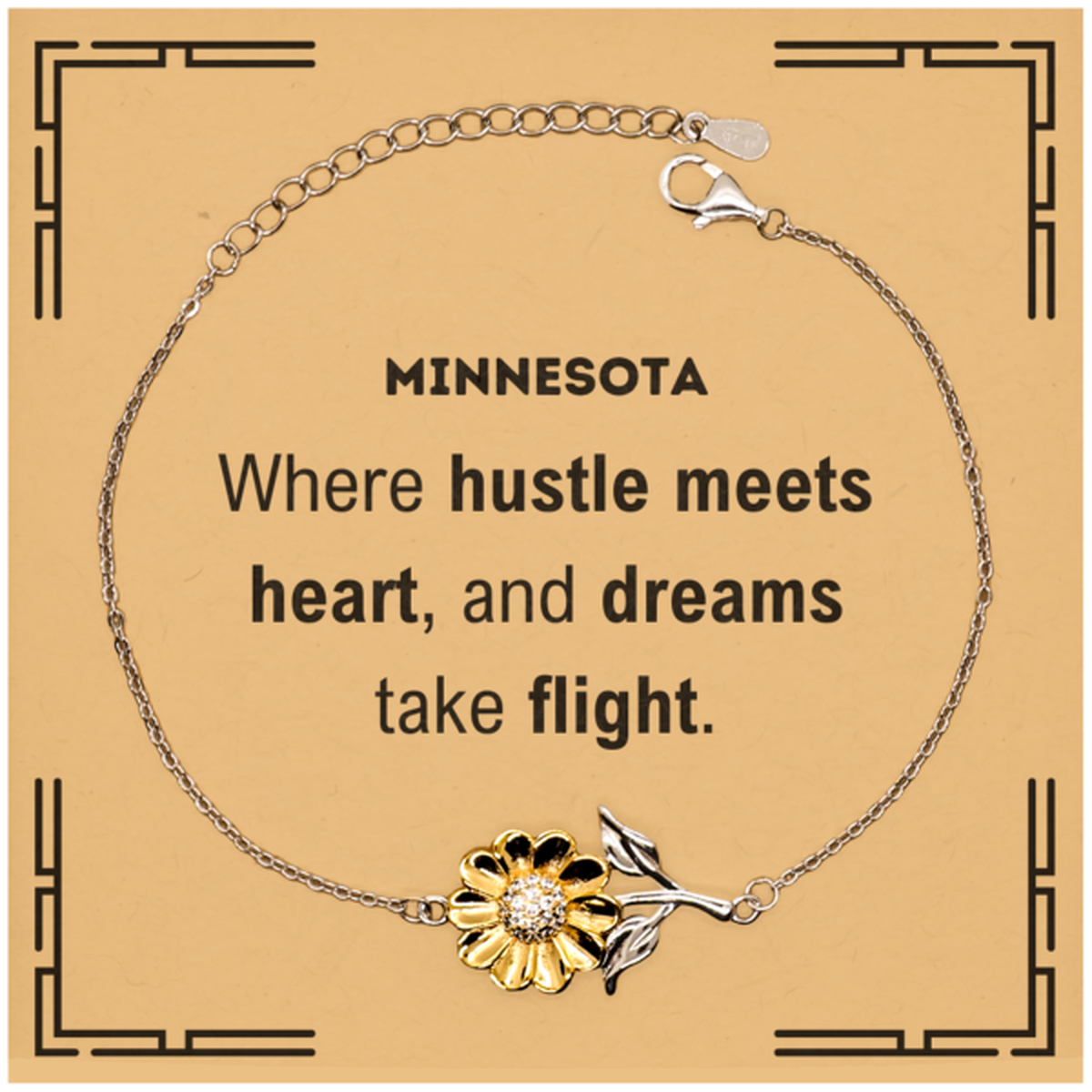Minnesota: Where hustle meets heart, and dreams take flight, Minnesota Card Gifts, Proud Minnesota Christmas Birthday Minnesota Sunflower Bracelet, Minnesota State People, Men, Women, Friends