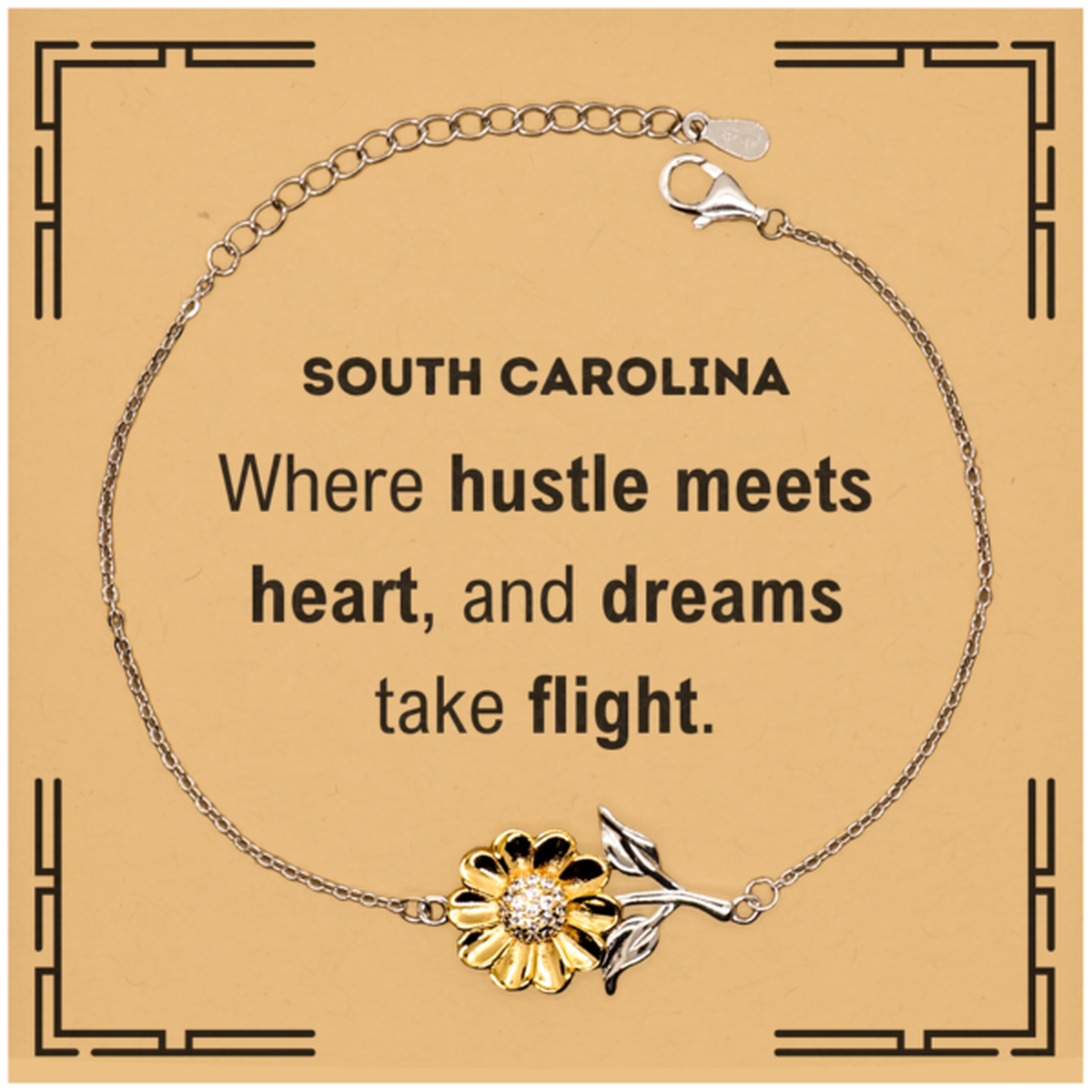 South Carolina Sunflower Bracelet - Where Hustle Meets Heart | Perfect Gift for Any Occasion