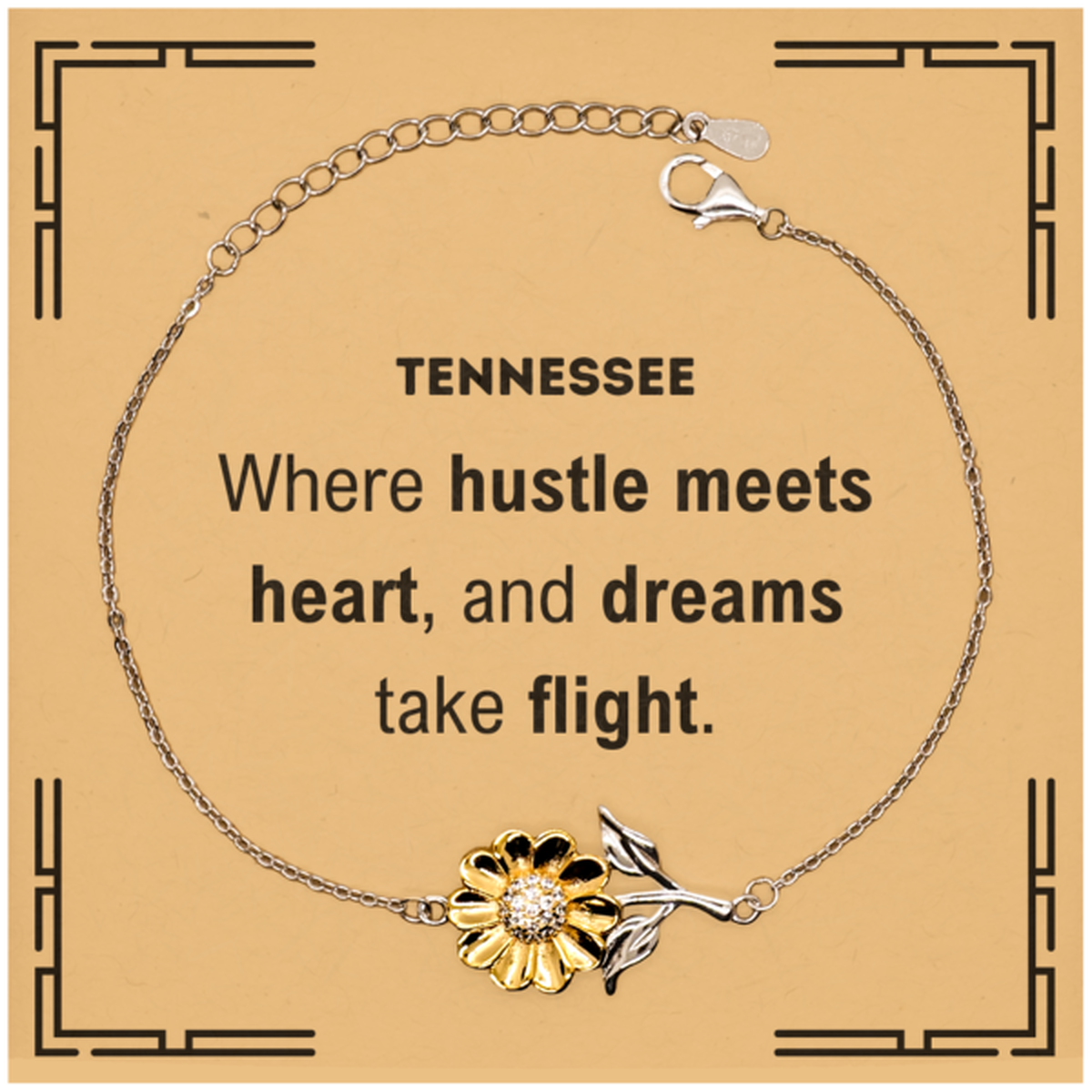 Tennessee: Where hustle meets heart, and dreams take flight, Tennessee Card Gifts, Proud Tennessee Christmas Birthday Tennessee Sunflower Bracelet, Tennessee State People, Men, Women, Friends