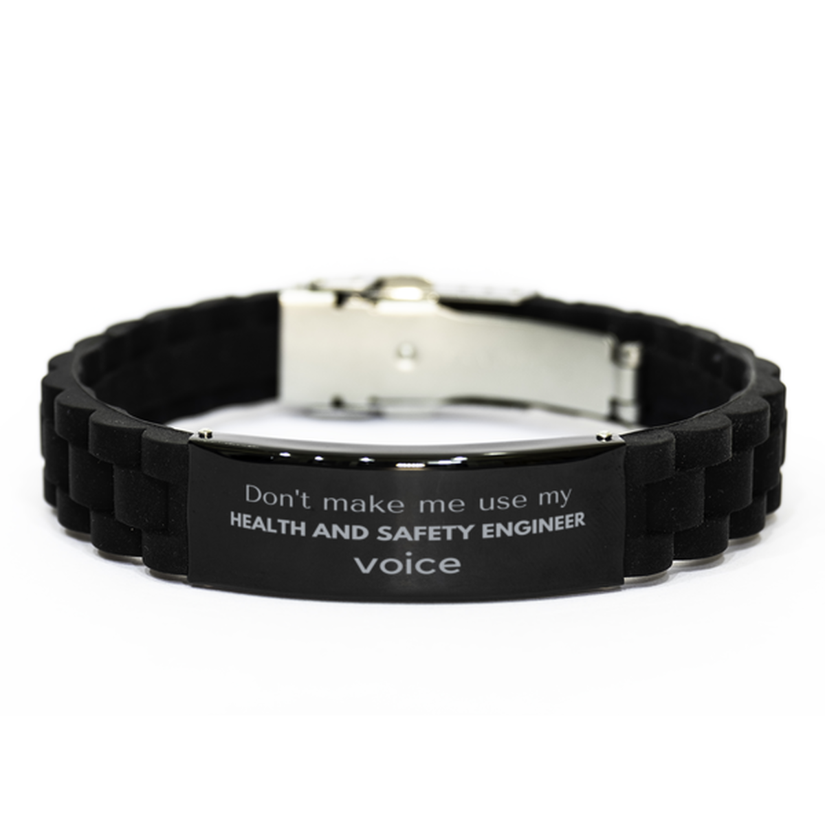 Don't make me use my Health and Safety Engineer voice, Sarcasm Health and Safety Engineer Gifts, Christmas Health and Safety Engineer Black Glidelock Clasp Bracelet Birthday Unique Gifts For Health and Safety Engineer Coworkers, Men, Women, Colleague, Fri