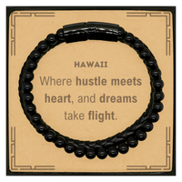 Load image into Gallery viewer, Hawaii Stone Leather Bracelet - Where Hustle Meets Heart | Inspirational Gift

