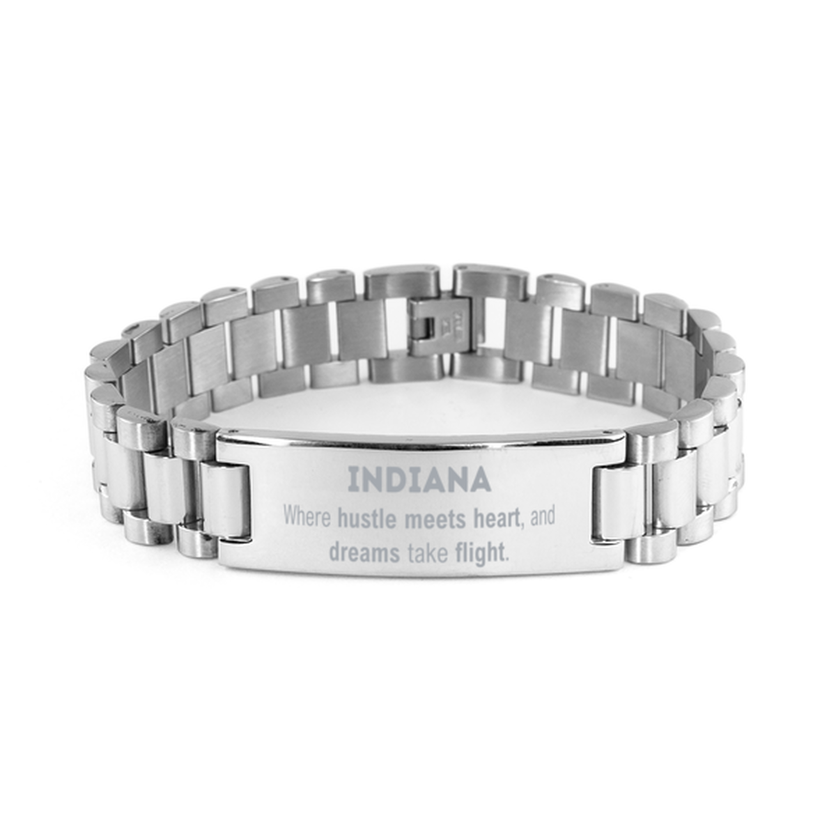 Indiana: Where hustle meets heart, and dreams take flight, Indiana Gifts, Proud Indiana Christmas Birthday Indiana Ladder Stainless Steel Bracelet, Indiana State People, Men, Women, Friends
