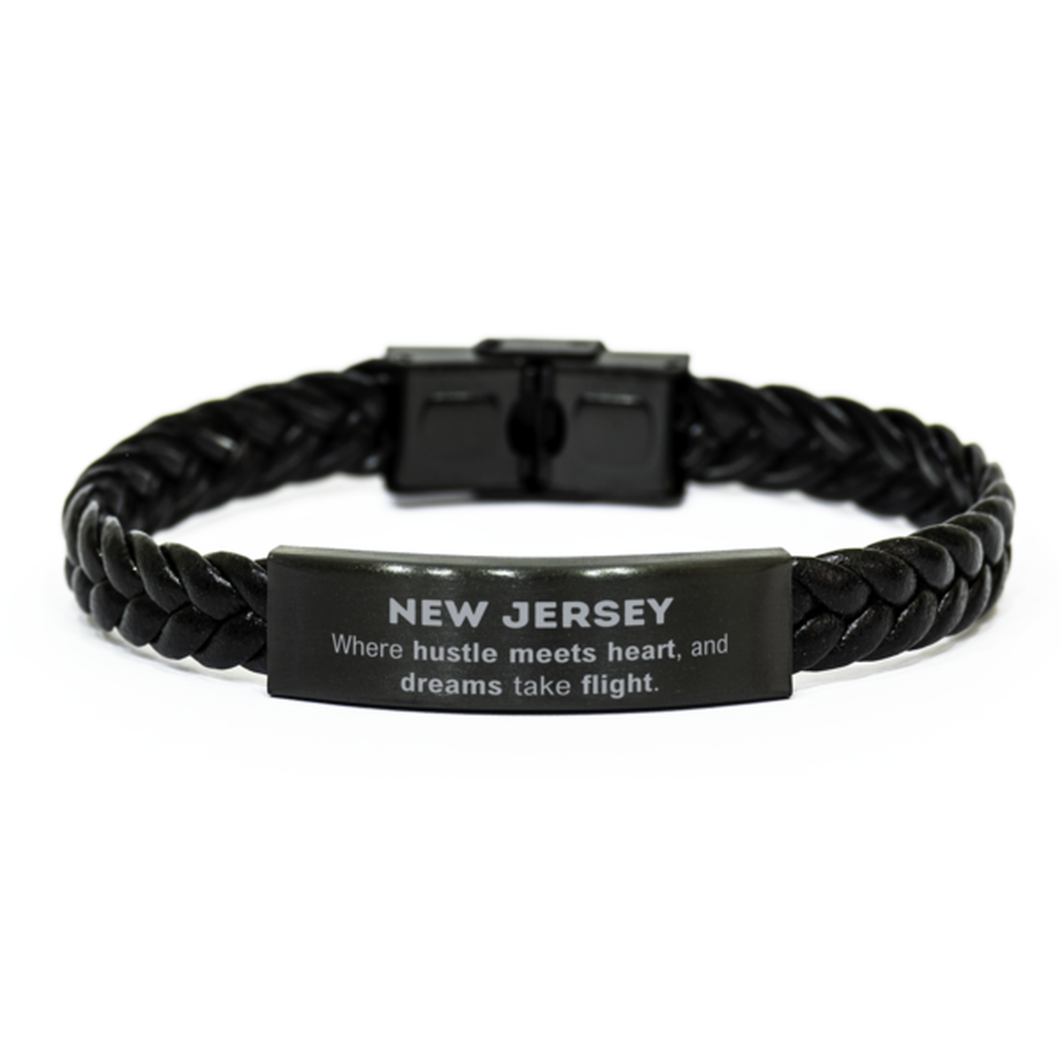 New Jersey Braided Leather Bracelet - Where Hustle Meets Heart | Perfect Gift