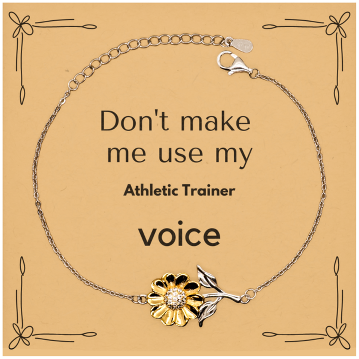 Don't make me use my Athletic Trainer voice, Sarcasm Athletic Trainer Card Gifts, Christmas Athletic Trainer Sunflower Bracelet Birthday Unique Gifts For Athletic Trainer Coworkers, Men, Women, Colleague, Friends