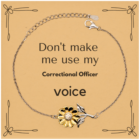 Correctional Officer Sunflower Bracelet - Don't Make Me Use My Correctional Officer Voice | Thoughtful Gift