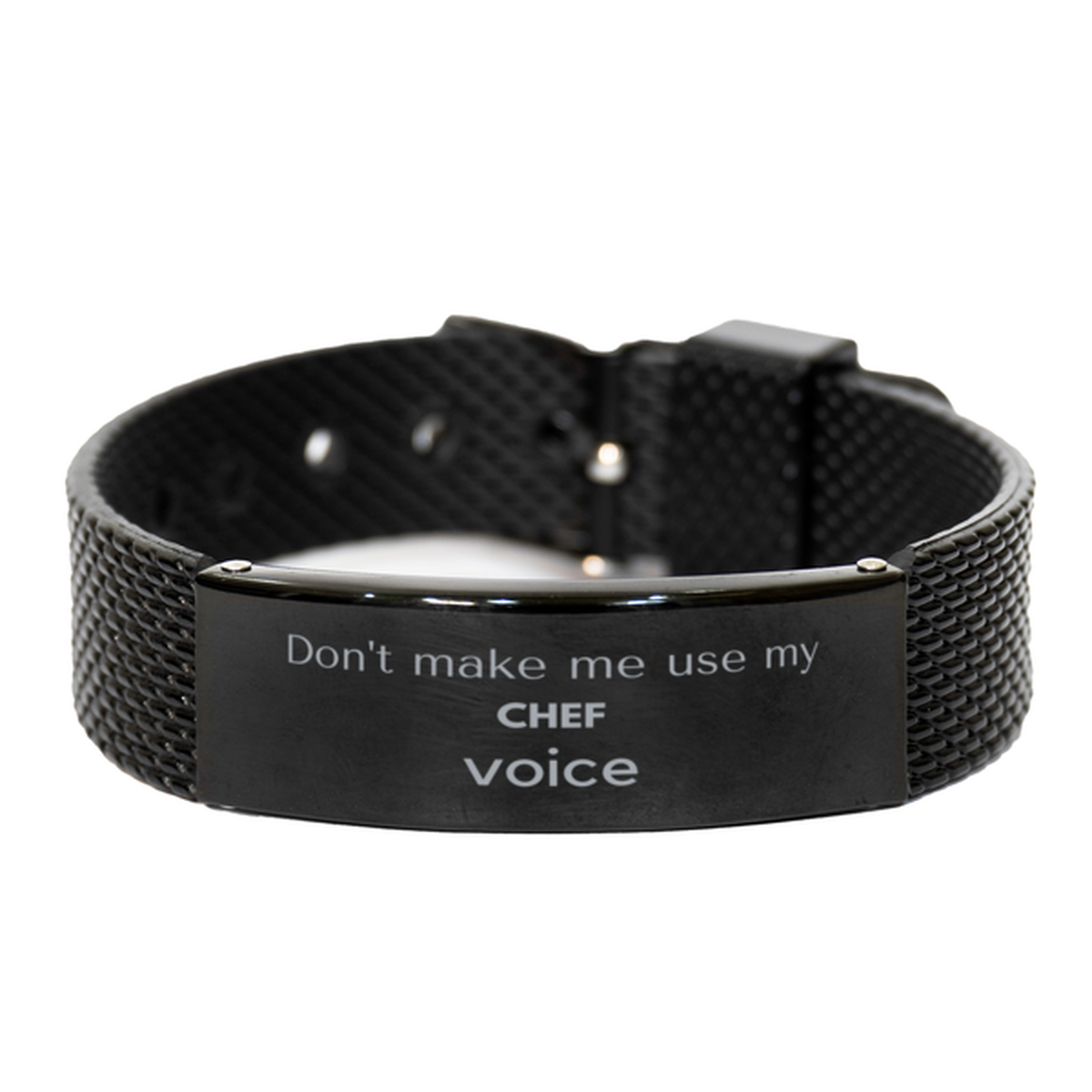 Chef Black Shark Mesh Bracelet - Don't Make Me Use My Chef Voice | Unique Gift for Chefs