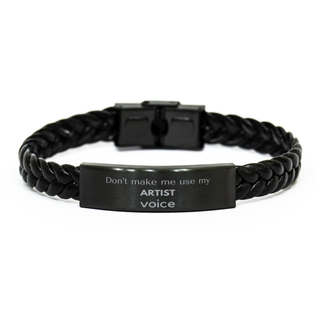 Don't make me use my Artist voice, Sarcasm Artist Gifts, Christmas Artist Braided Leather Bracelet Birthday Unique Gifts For Artist Coworkers, Men, Women, Colleague, Friends