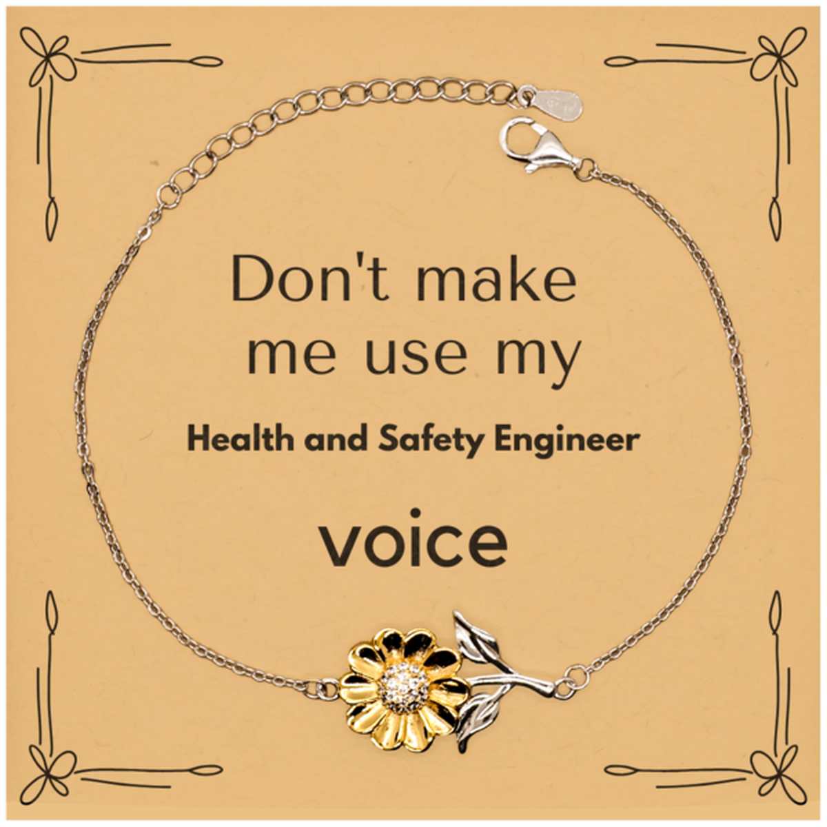 Health and Safety Engineer Sunflower Bracelet - Don't Make Me Use My Voice | Thoughtful Gift