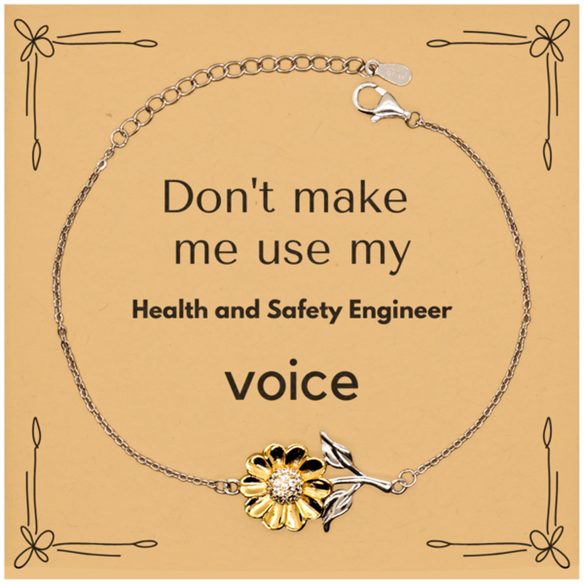 Don't make me use my Health and Safety Engineer voice, Sarcasm Health and Safety Engineer Card Gifts, Christmas Health and Safety Engineer Sunflower Bracelet Birthday Unique Gifts For Health and Safety Engineer Coworkers, Men, Women, Colleague, Friends