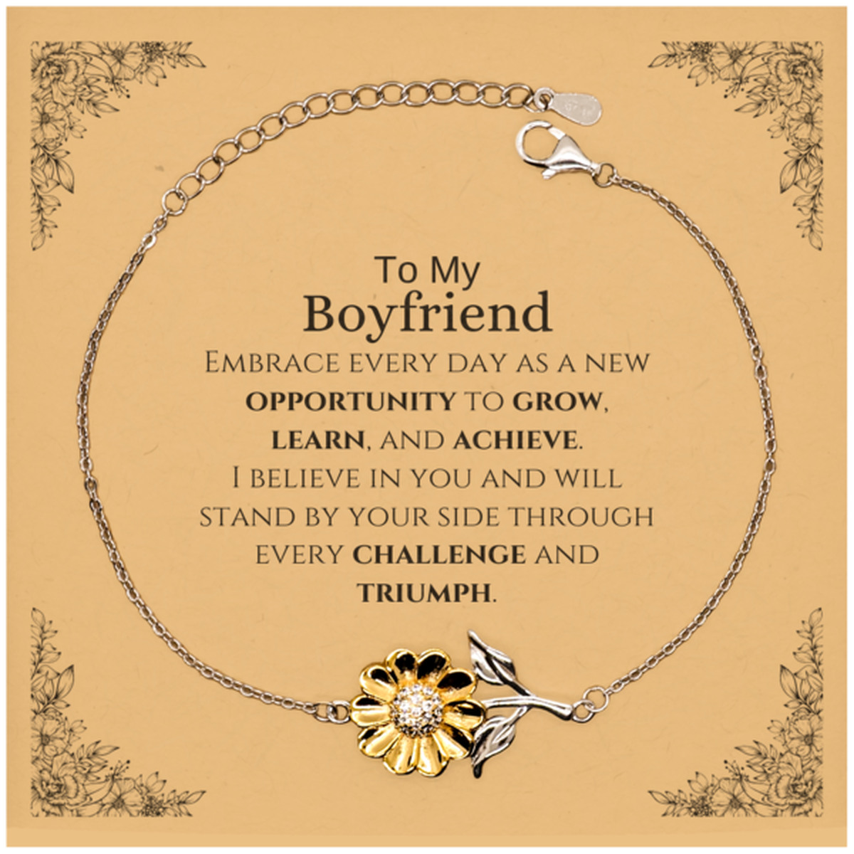 Boyfriend Sunflower Bracelet - Inspirational Design | Birthday & Anniversary Gift