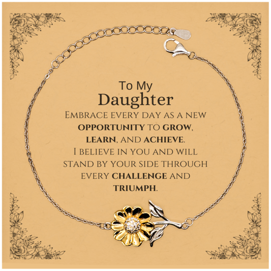 Daughter Sunflower Bracelet - I Believe in You Design | Inspirational Gift