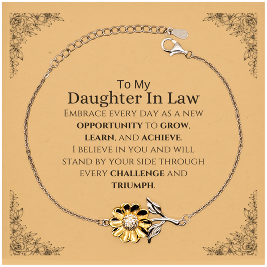 Daughter In Law Inspirational Sunflower Bracelet - I Believe In You | Birthday Christmas Gift