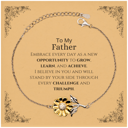 Dad Sunflower Bracelet - Inspirational Quote | Father's Day Gift