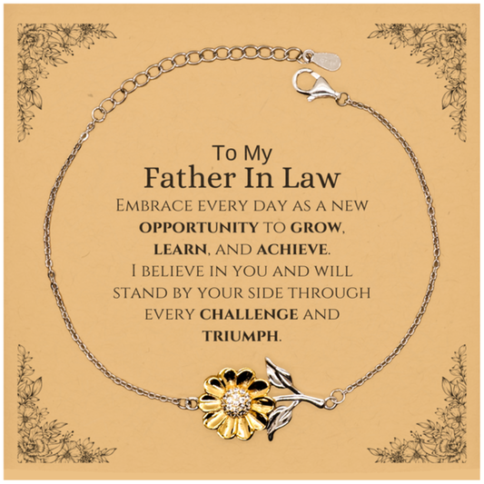 Father In Law Sunflower Bracelet - Inspirational Design | Birthday and Christmas Gift