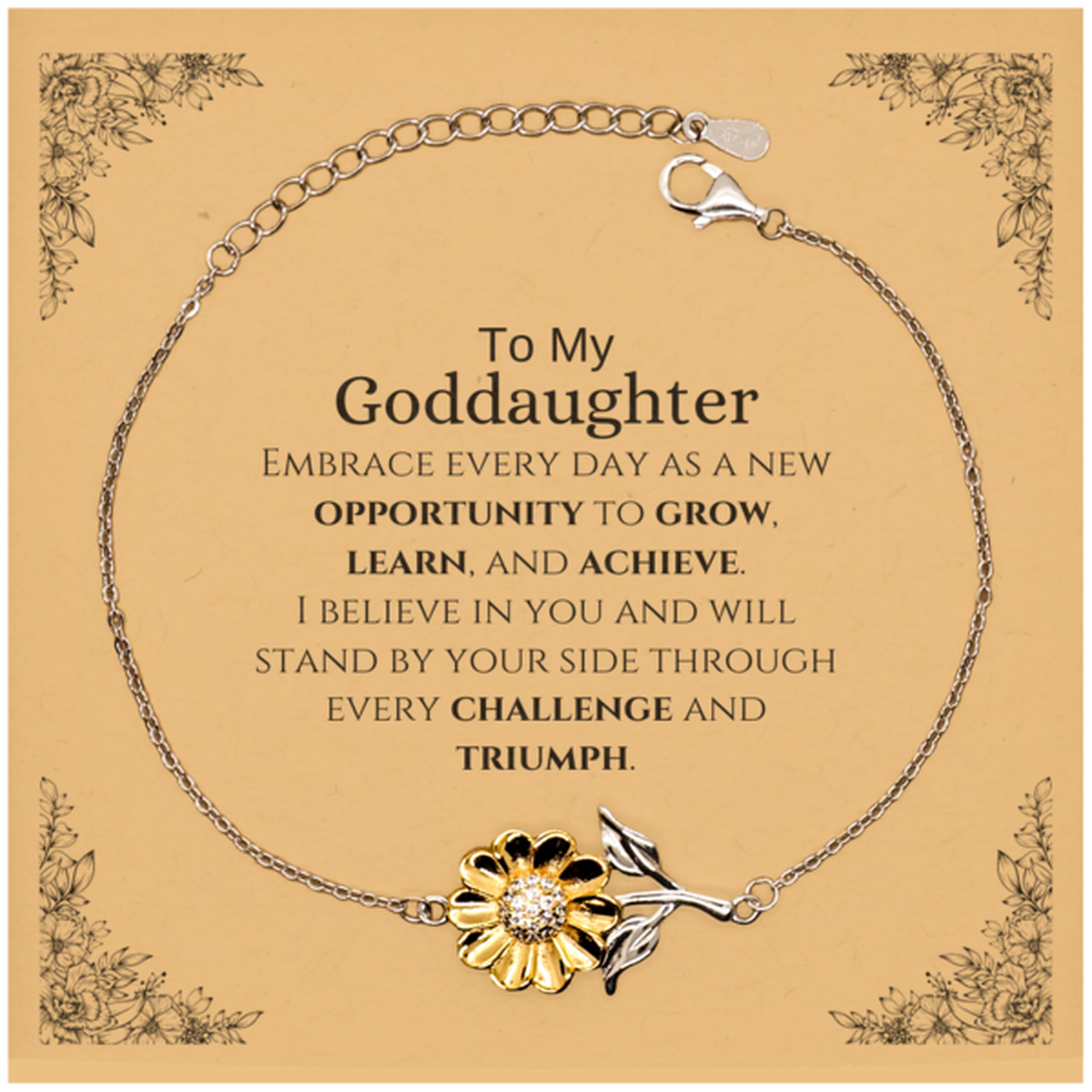 Goddaughter Sunflower Bracelet - Inspirational Gift | Birthday & Christmas