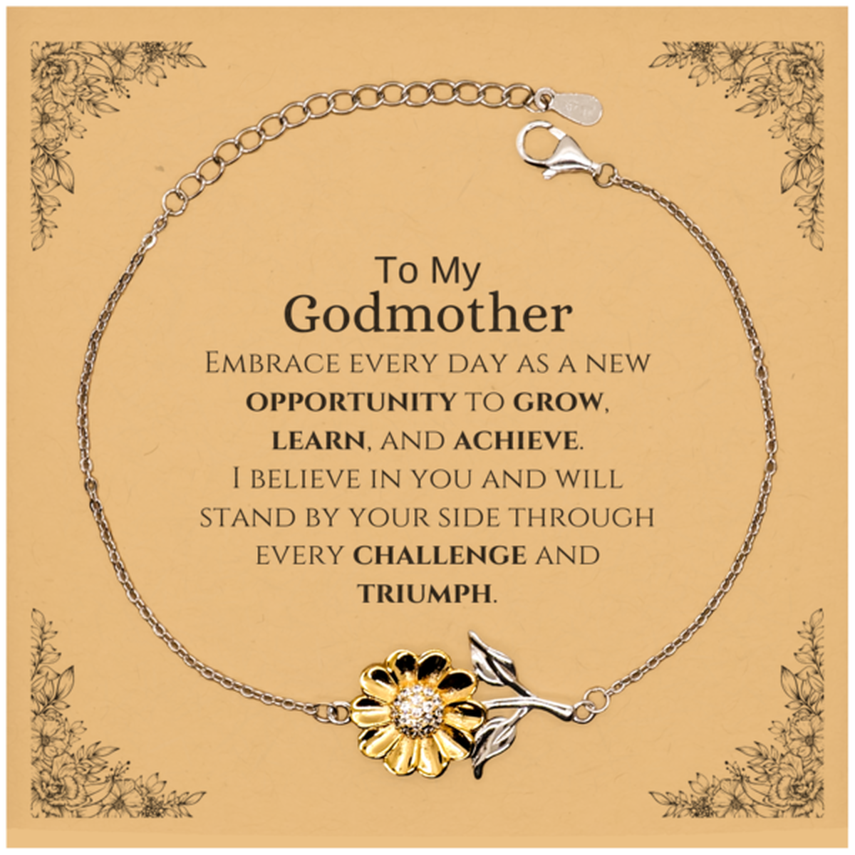 Godmother Sunflower Bracelet - I Believe in You | Inspirational Gift