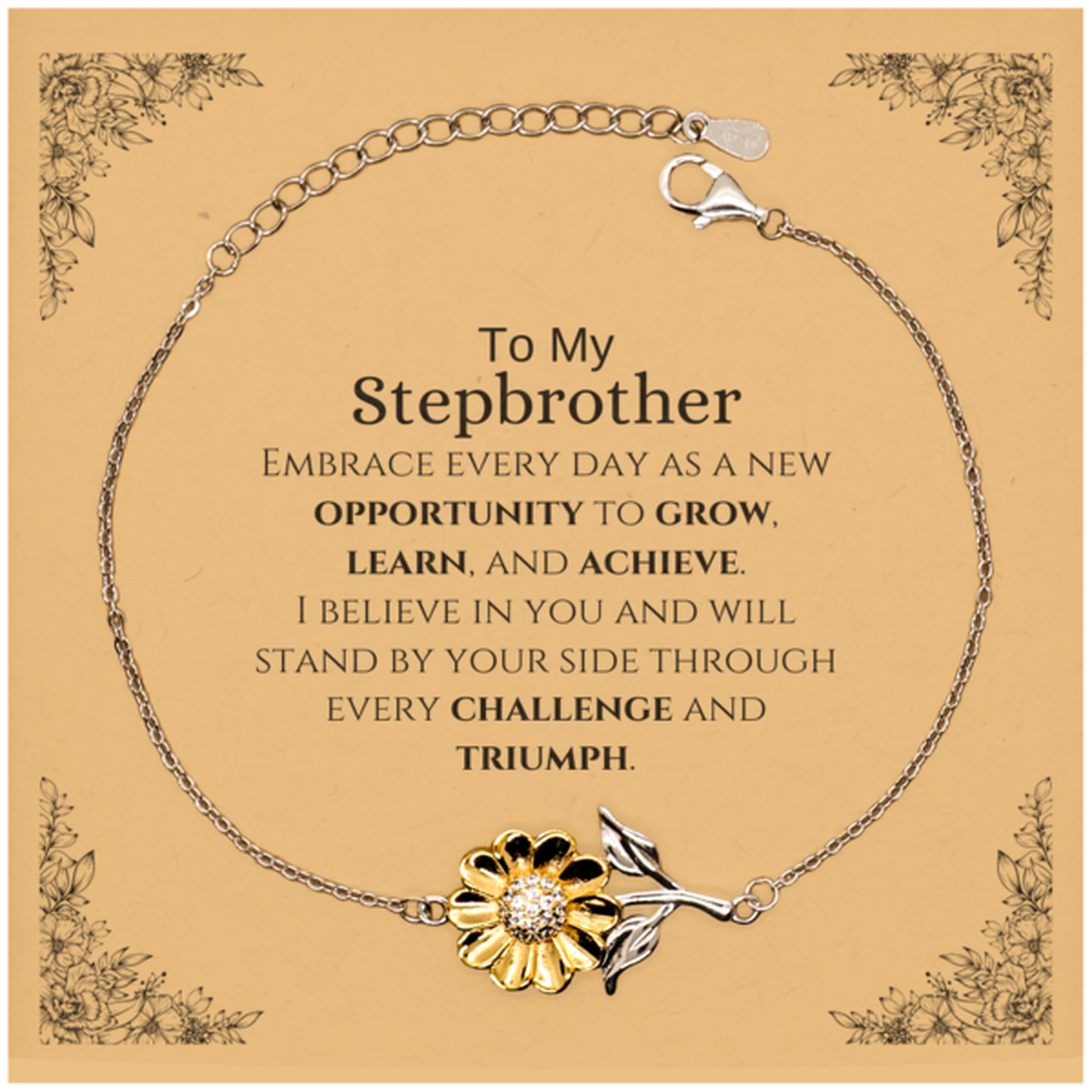 Stepbrother Sunflower Bracelet - Inspirational Gift | Birthday & Christmas