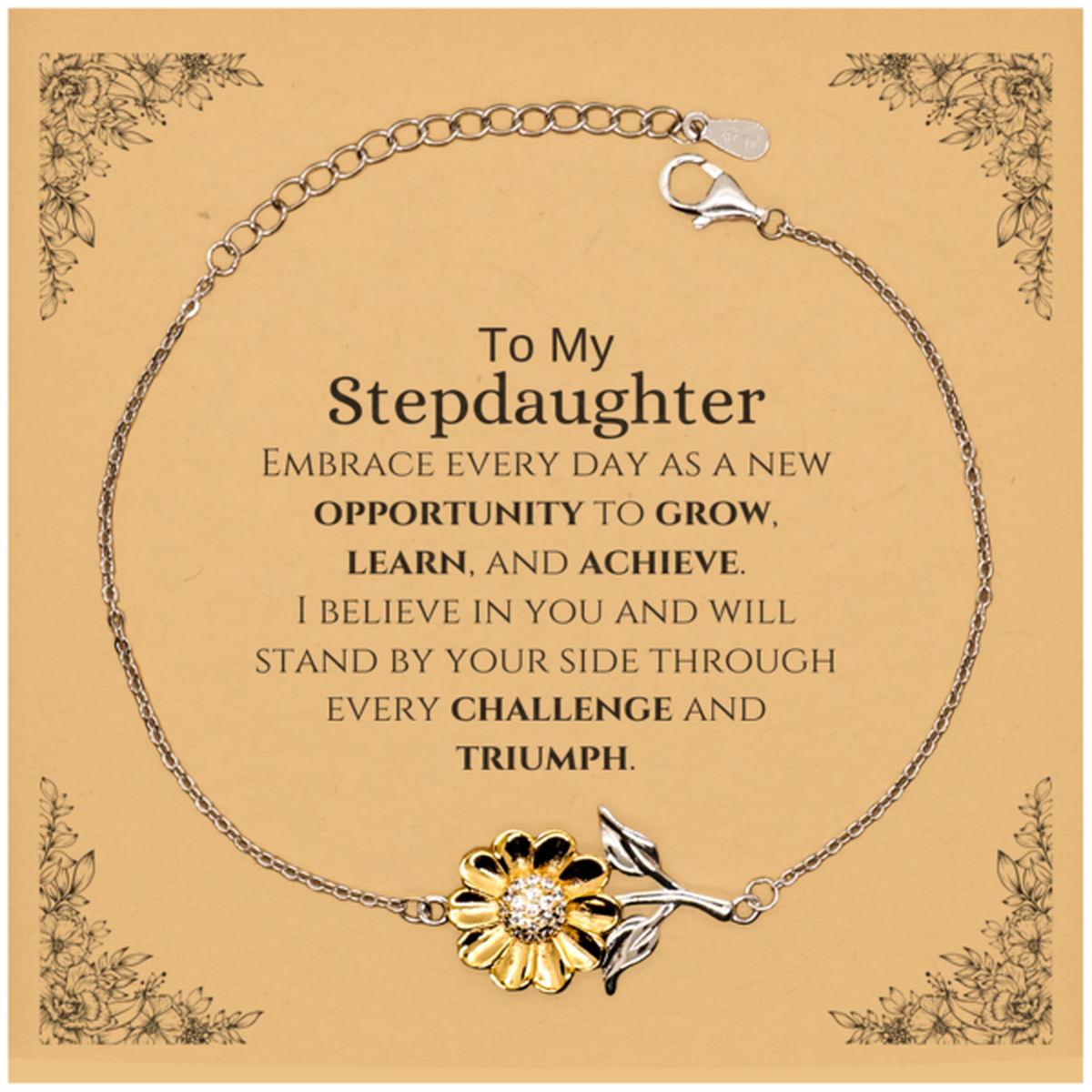 Stepdaughter Sunflower Bracelet - Inspirational Design | Birthday & Christmas Gift