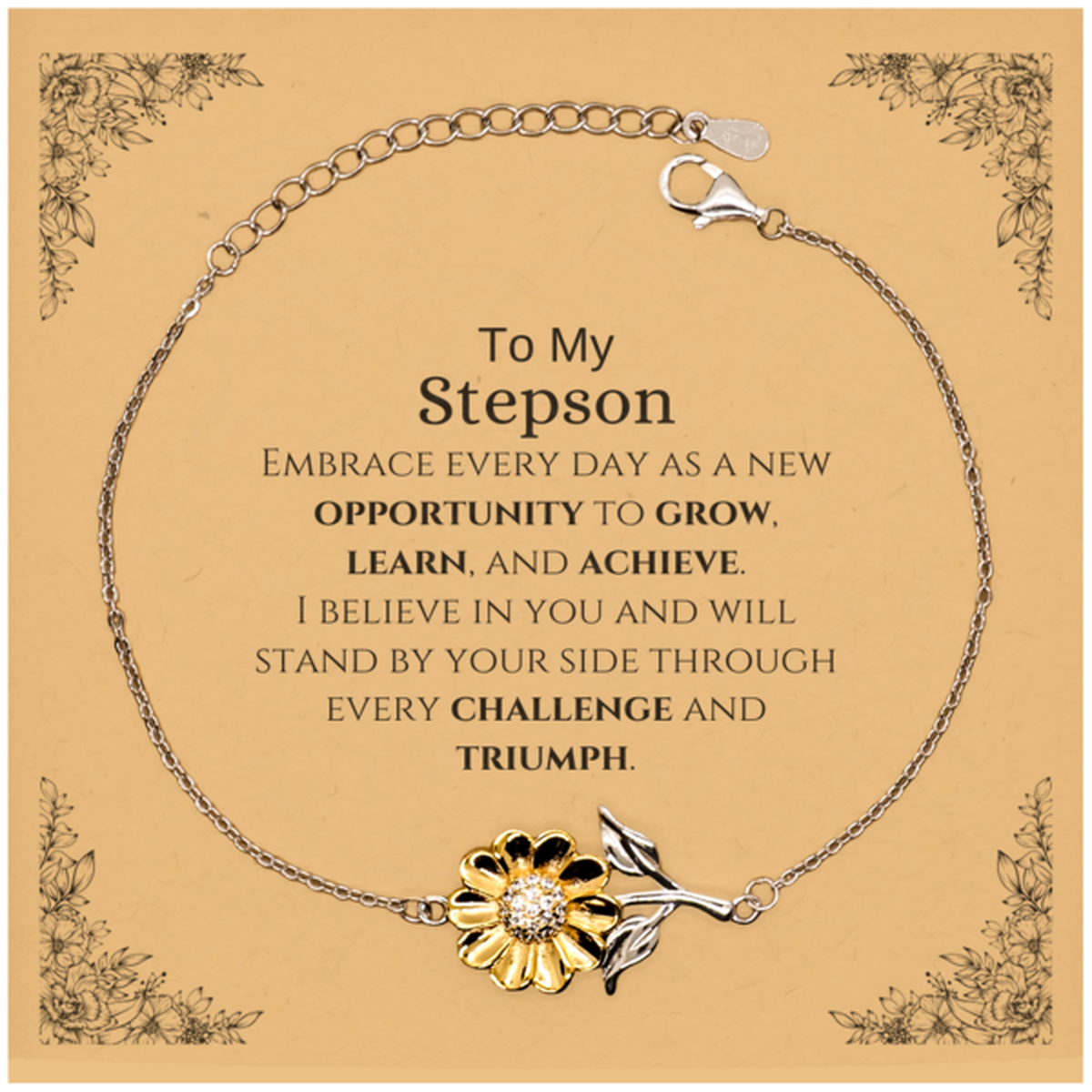Stepson Sunflower Bracelet - I Believe in You | Motivational Gift