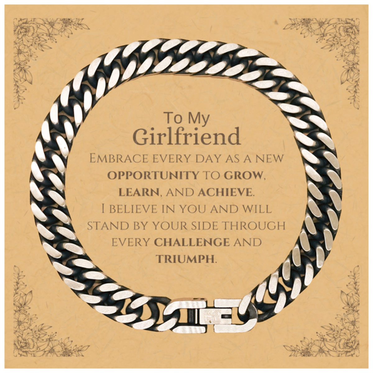 Girlfriend Cuban Link Chain Bracelet - Inspirational Quote | Birthday & Christmas Gift