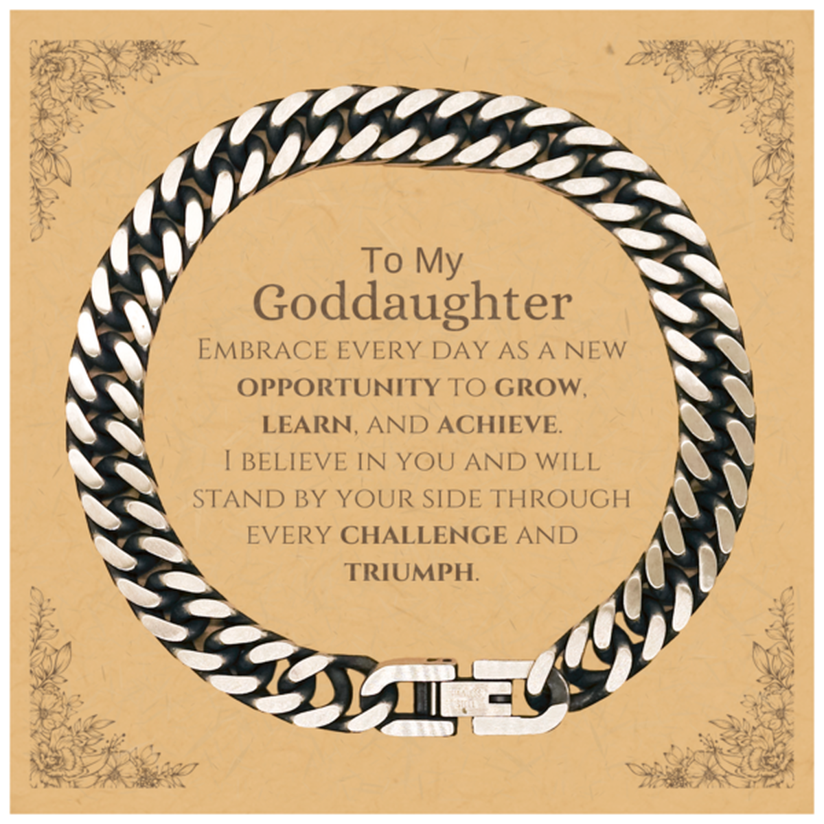 Goddaughter Cuban Link Chain Bracelet - Inspirational Message | Birthday and Christmas Gift
