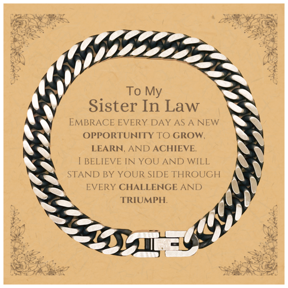 Sister In Law Cuban Link Chain Bracelet - I Believe In You | Birthday Christmas Gift
