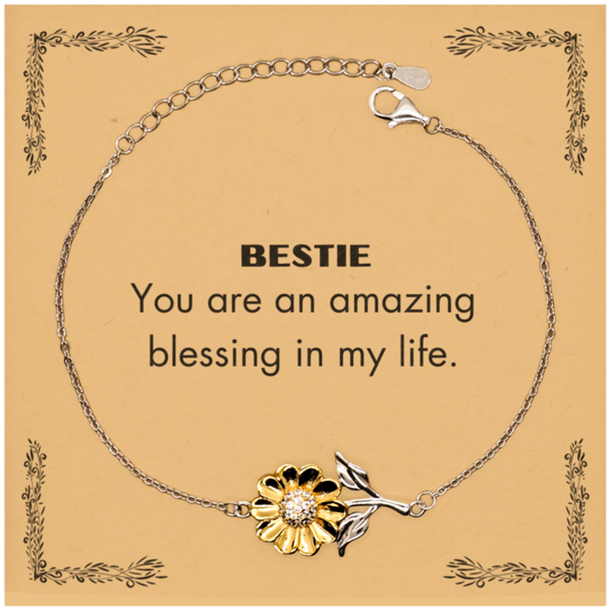 Bestie Sunflower Bracelet, You are an amazing blessing in my life, Thank You Gifts For Bestie, Inspirational Birthday Christmas Unique Gifts For Bestie