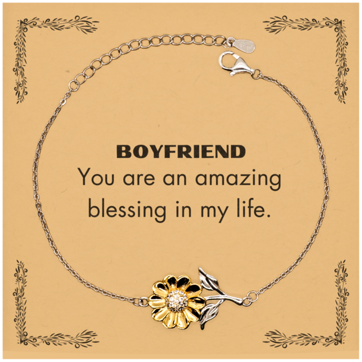 Boyfriend Sunflower Bracelet - You are an amazing blessing in my life | Unique Gift for Him