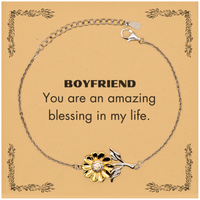 Load image into Gallery viewer, Boyfriend Sunflower Bracelet - You are an amazing blessing in my life | Unique Gift for Him
