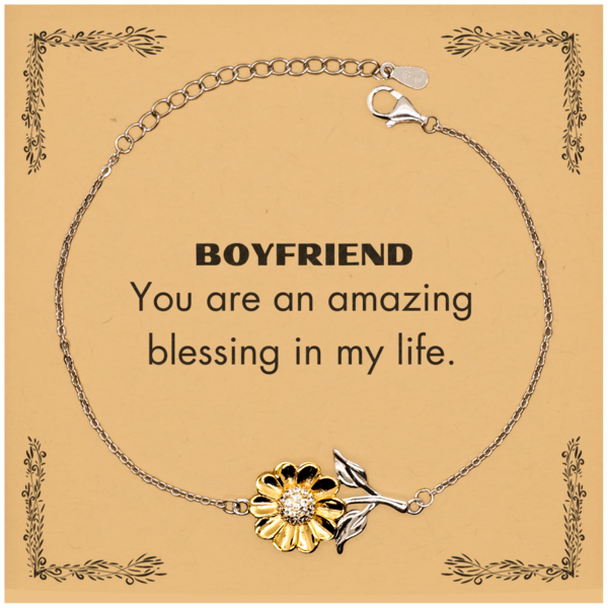 Boyfriend Sunflower Bracelet, You are an amazing blessing in my life, Thank You Gifts For Boyfriend, Inspirational Birthday Christmas Unique Gifts For Boyfriend