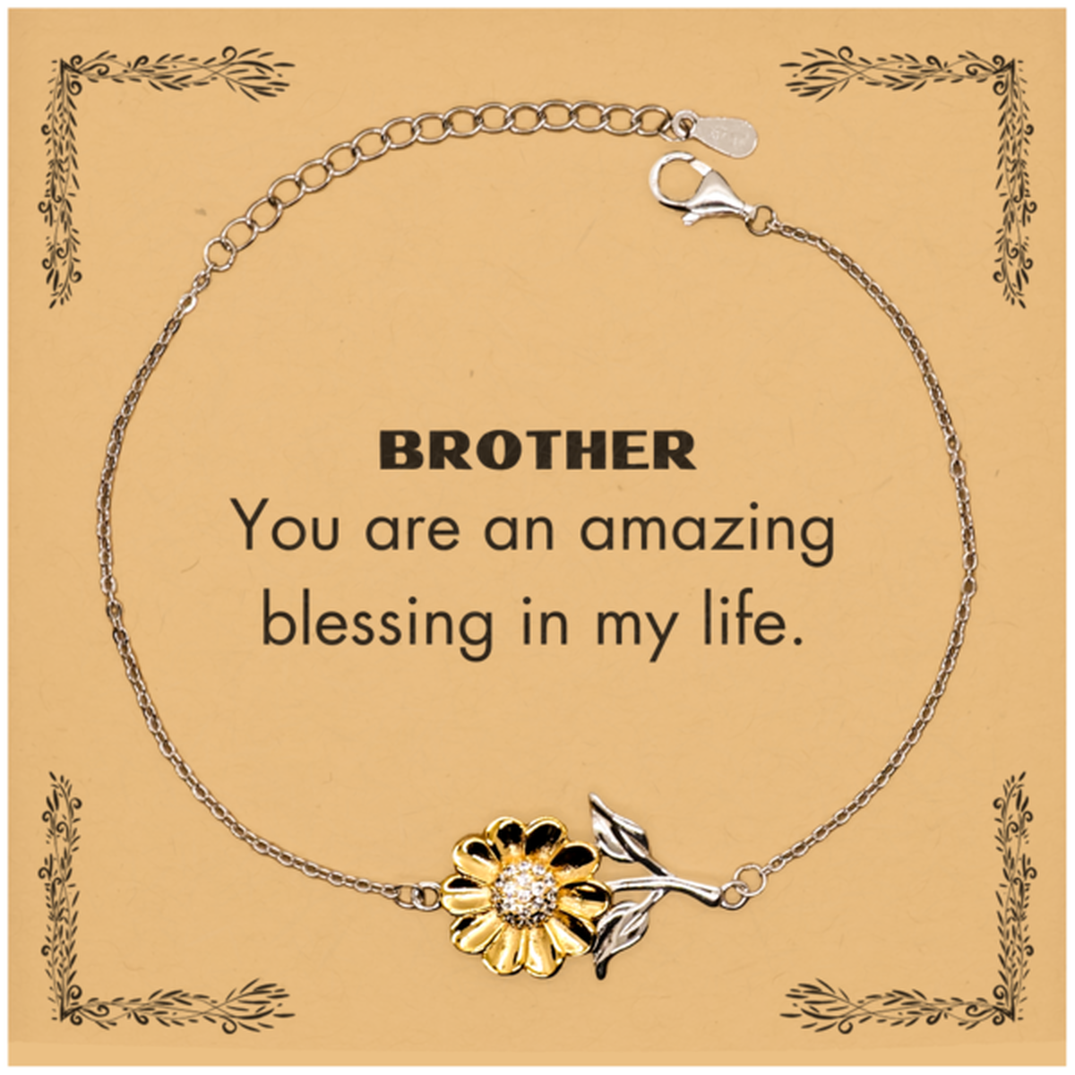 Brother Sunflower Bracelet, You are an amazing blessing in my life, Thank You Gifts For Brother, Inspirational Birthday Christmas Unique Gifts For Brother