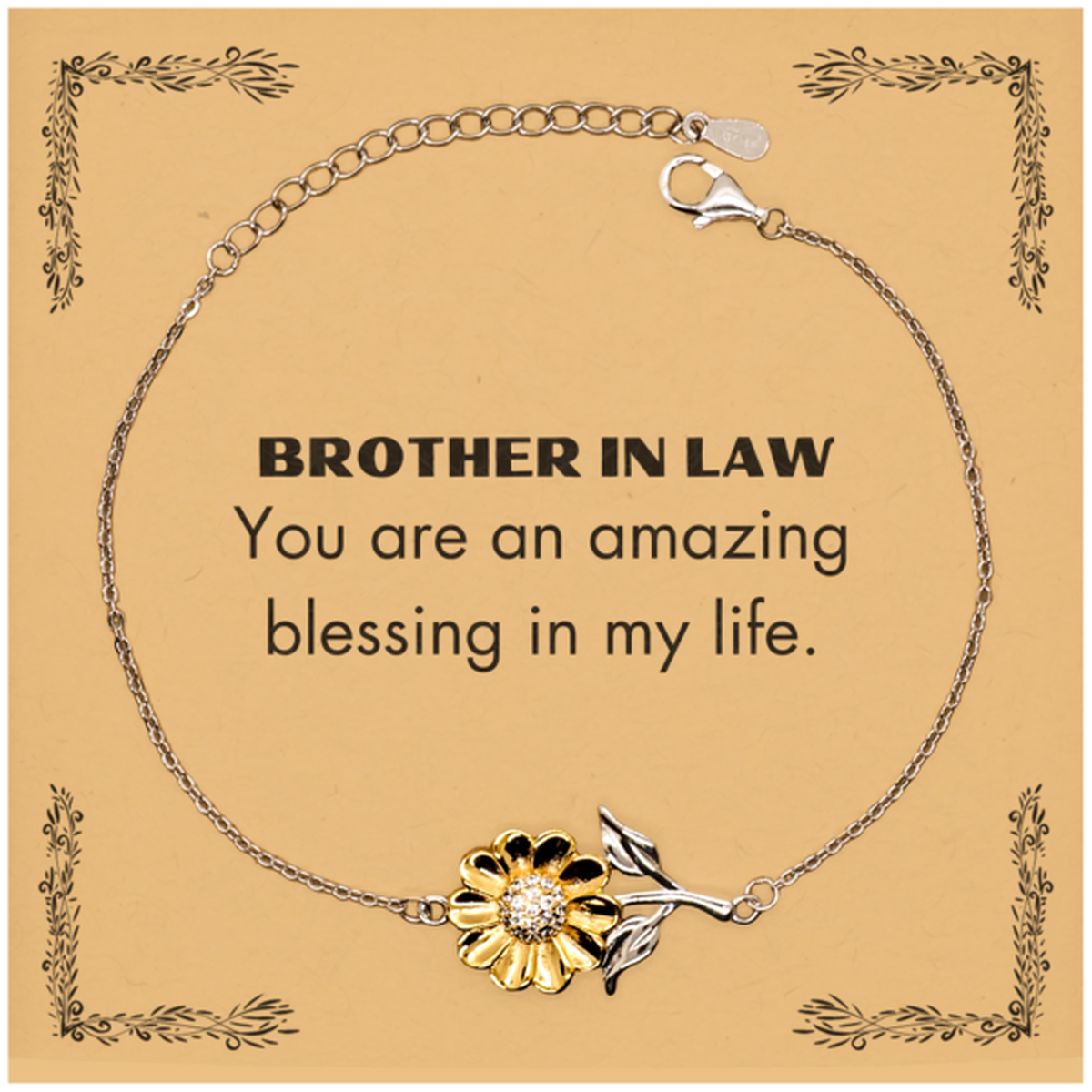 Brother In Law Sunflower Bracelet - You are an amazing blessing | Inspirational Gift
