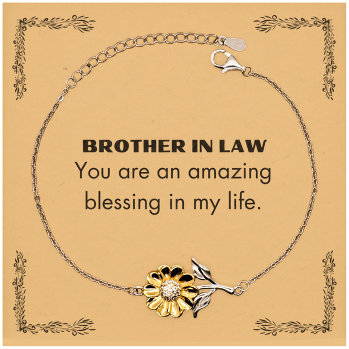 Brother In Law Sunflower Bracelet, You are an amazing blessing in my life, Thank You Gifts For Brother In Law, Inspirational Birthday Christmas Unique Gifts For Brother In Law