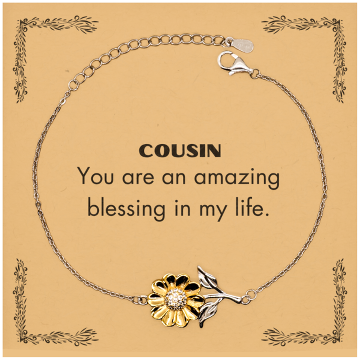 Cousin Sunflower Bracelet, You are an amazing blessing in my life, Thank You Gifts For Cousin, Inspirational Birthday Christmas Unique Gifts For Cousin