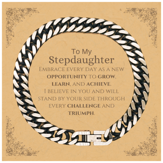 Stepdaughter Inspirational Cuban Link Bracelet - I Believe in You | Birthday & Christmas Gift