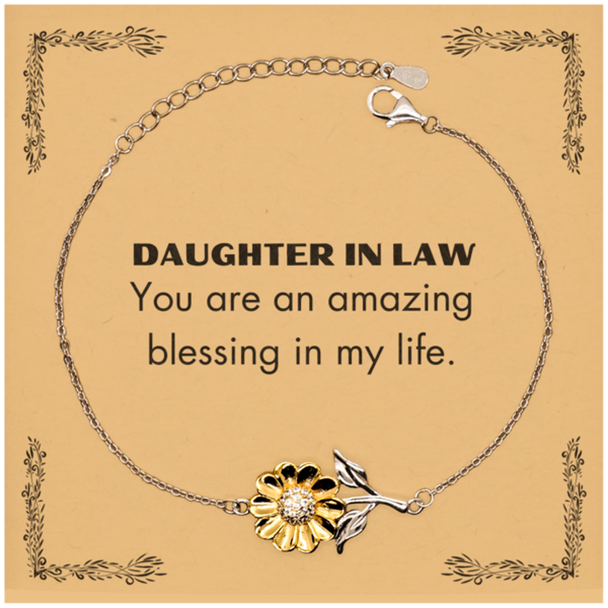Daughter In Law Sunflower Bracelet, You are an amazing blessing in my life, Thank You Gifts For Daughter In Law, Inspirational Birthday Christmas Unique Gifts For Daughter In Law
