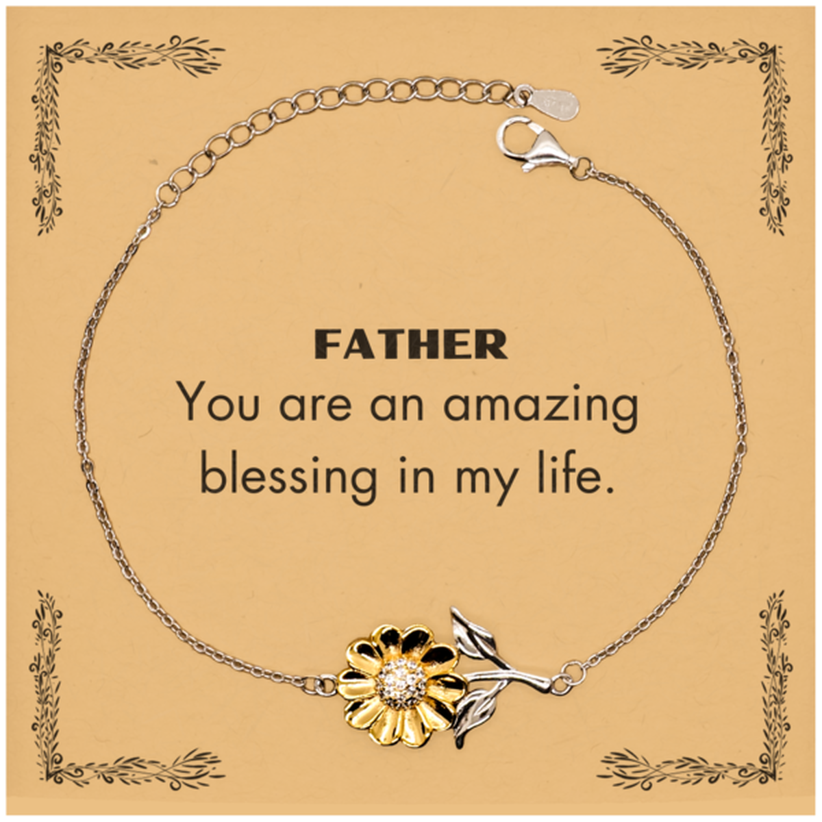 Father Sunflower Bracelet, You are an amazing blessing in my life, Thank You Gifts For Father, Inspirational Birthday Christmas Unique Gifts For Father