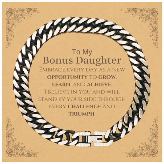 Bonus Daughter Cuban Link Bracelet - I Believe in You | Inspirational Gift