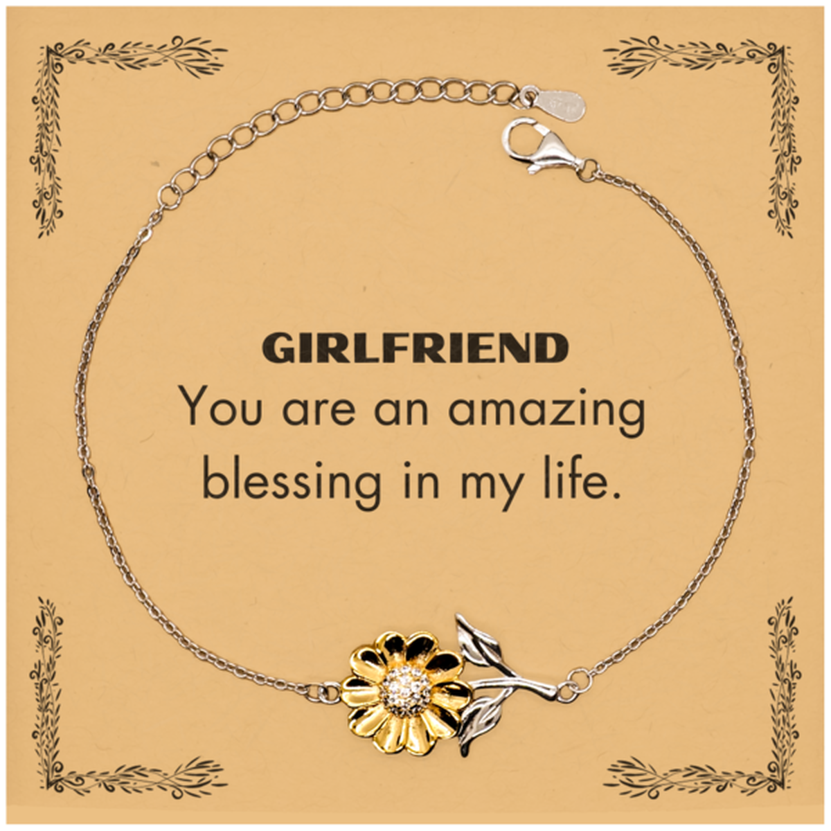 Girlfriend Sunflower Bracelet, You are an amazing blessing in my life, Thank You Gifts For Girlfriend, Inspirational Birthday Christmas Unique Gifts For Girlfriend