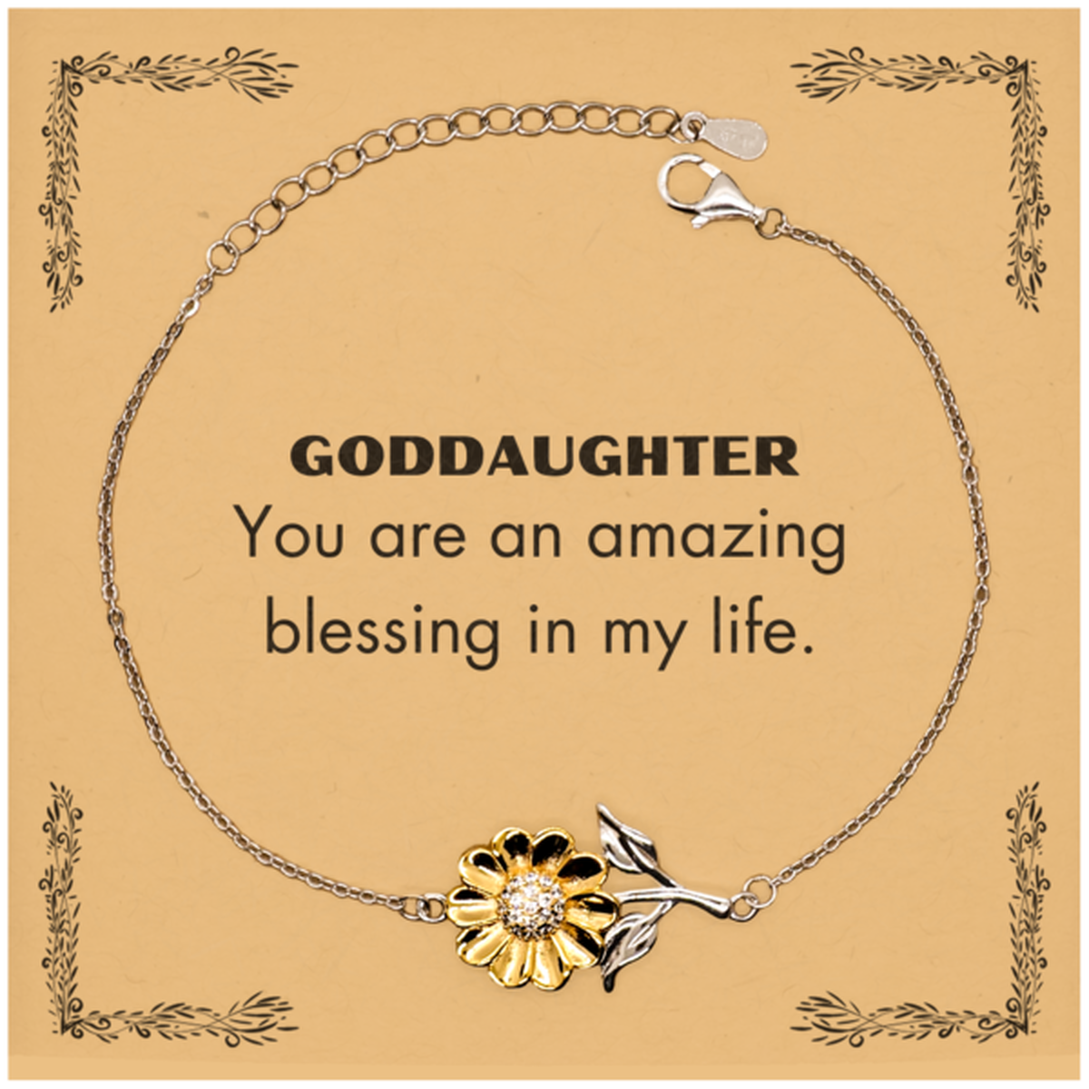 Goddaughter Sunflower Bracelet, You are an amazing blessing in my life, Thank You Gifts For Goddaughter, Inspirational Birthday Christmas Unique Gifts For Goddaughter