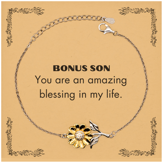 Bonus Son Sunflower Bracelet - You are an amazing blessing in my life | Inspirational Gift