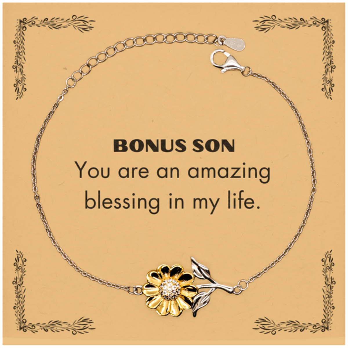 Bonus Son Sunflower Bracelet, You are an amazing blessing in my life, Thank You Gifts For Bonus Son, Inspirational Birthday Christmas Unique Gifts For Bonus Son