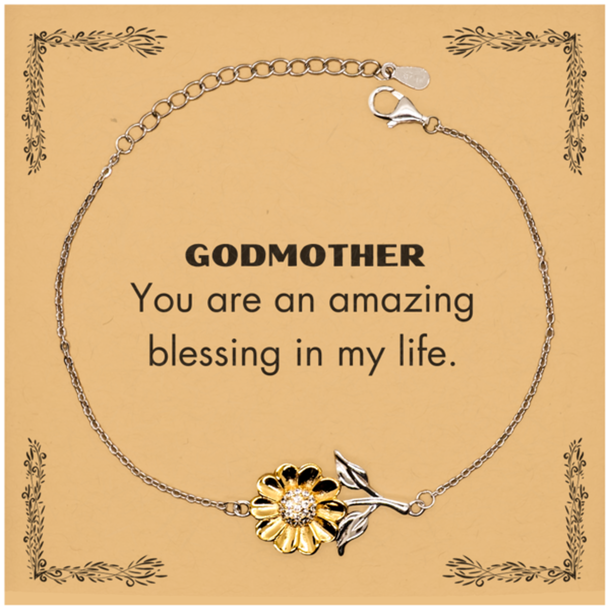 Godmother Sunflower Bracelet - You are an amazing blessing | Birthday and Christmas Gift