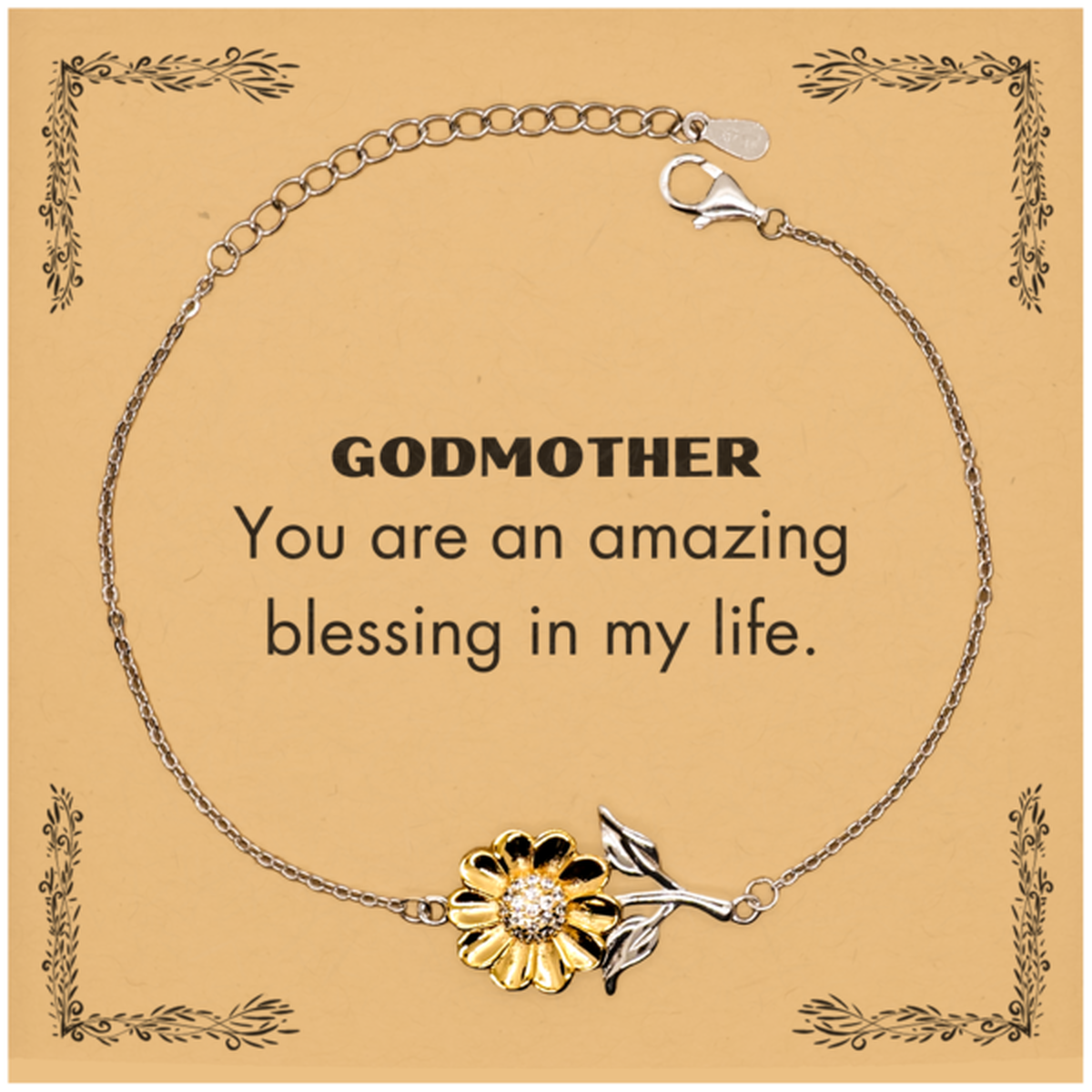 Godmother Sunflower Bracelet, You are an amazing blessing in my life, Thank You Gifts For Godmother, Inspirational Birthday Christmas Unique Gifts For Godmother