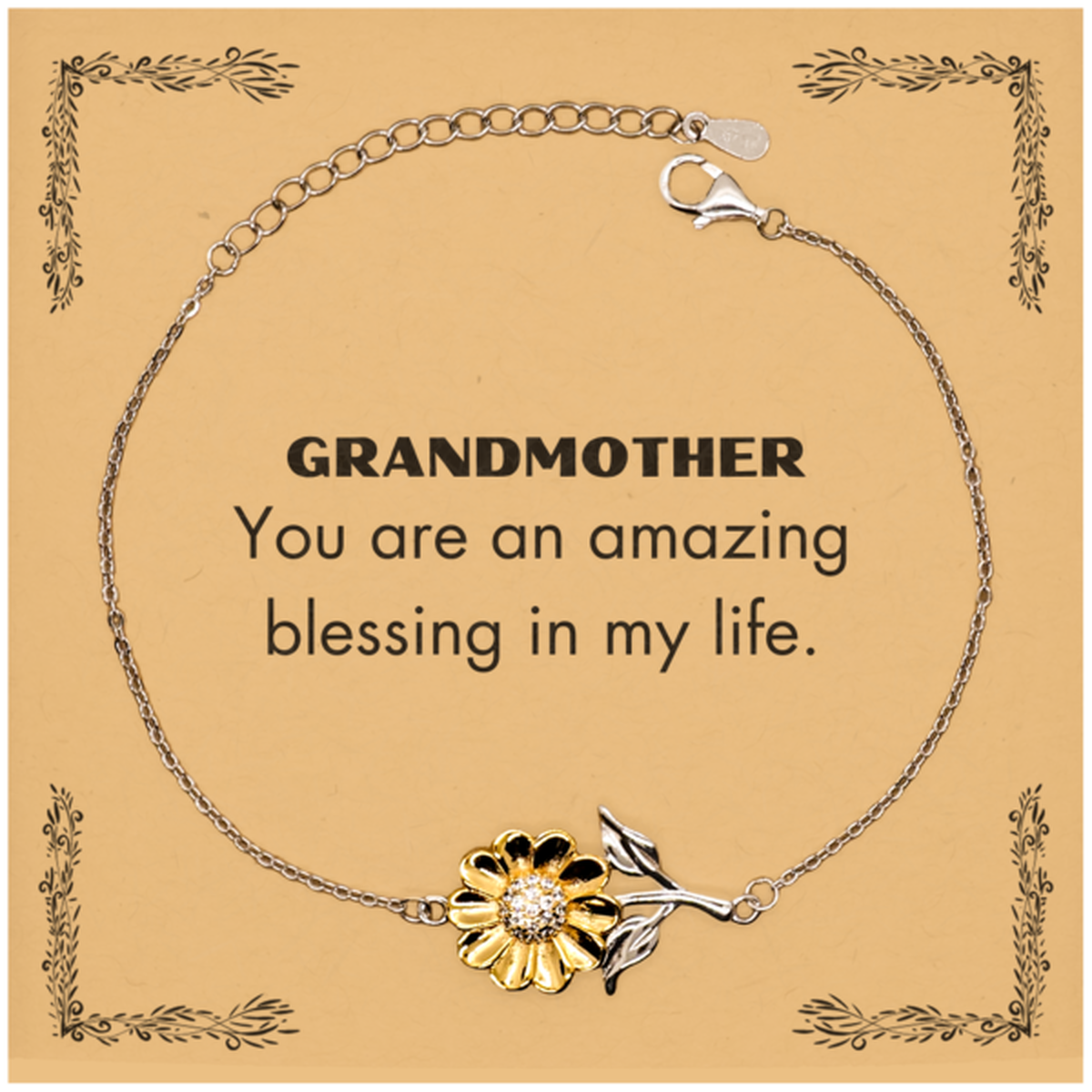 Grandmother Sunflower Bracelet, You are an amazing blessing in my life, Thank You Gifts For Grandmother, Inspirational Birthday Christmas Unique Gifts For Grandmother