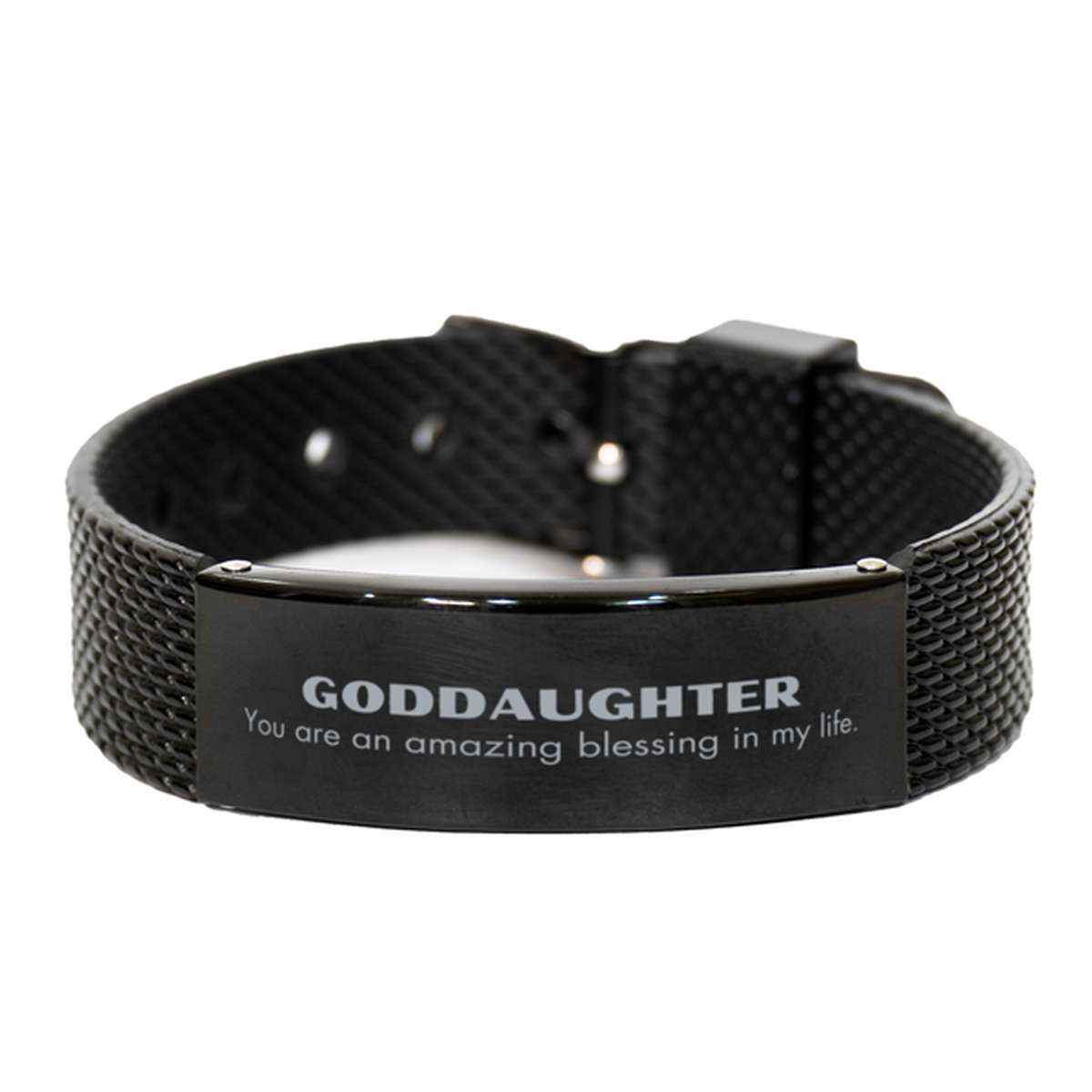 Goddaughter Black Shark Mesh Bracelet, You are an amazing blessing in my life, Thank You Gifts For Goddaughter, Inspirational Birthday Christmas Unique Gifts For Goddaughter