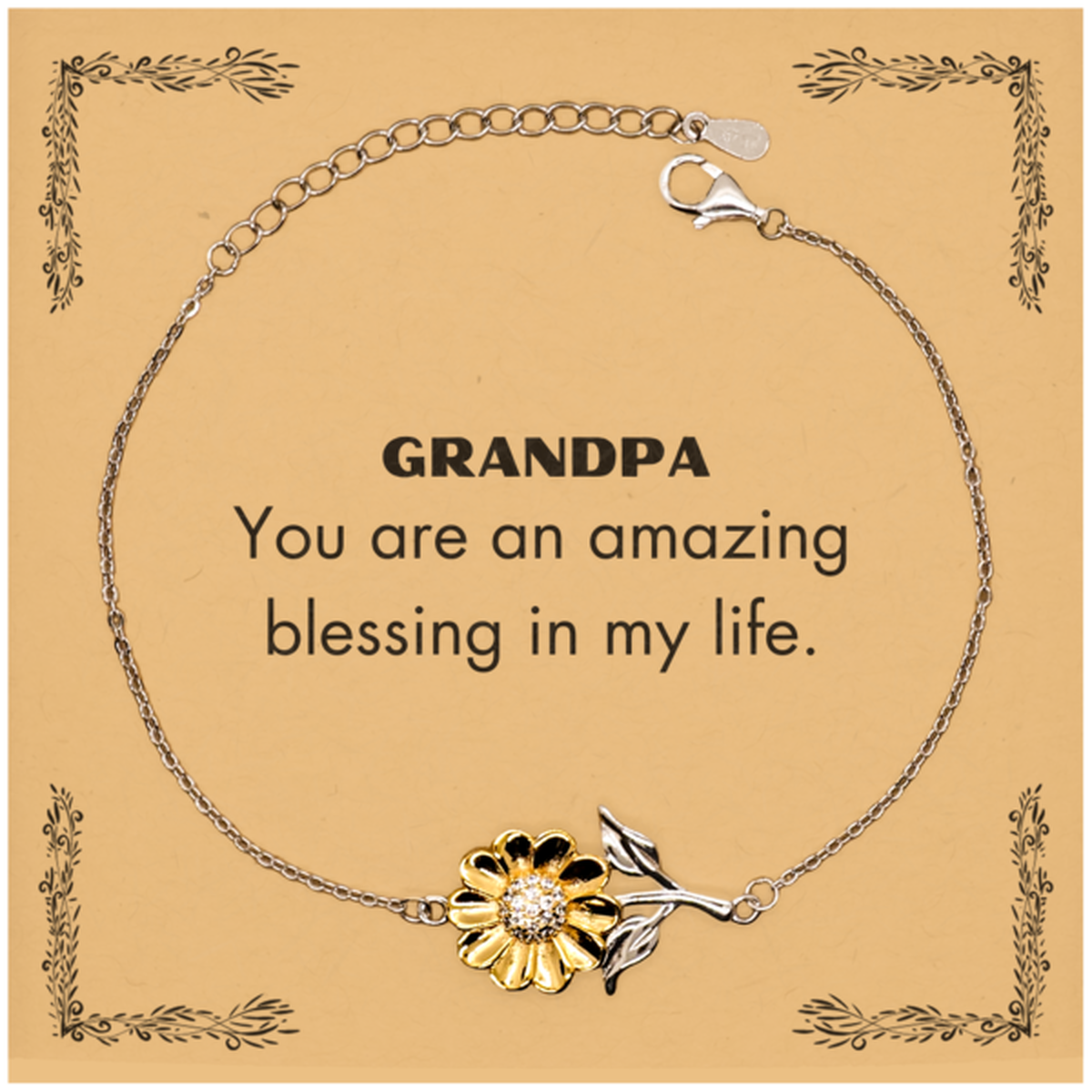 Grandpa Sunflower Bracelet - You are an amazing blessing in my life | Thoughtful Gift for Grandpa