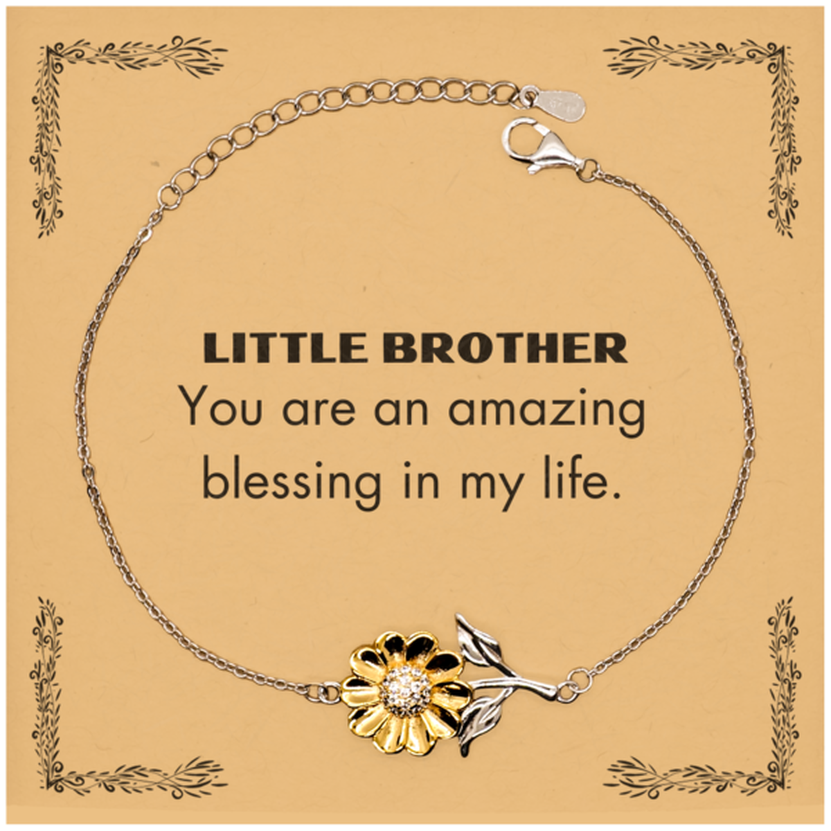 Little Brother Sunflower Bracelet, You are an amazing blessing in my life, Thank You Gifts For Little Brother, Inspirational Birthday Christmas Unique Gifts For Little Brother